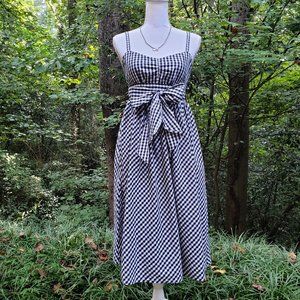 CAROLE LITTLE Sundress in Black and White Gingham Cotton Print Size 4 Like New